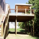 Cabana with Large Deck and Stairs to Grade