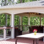 Covered Porch with Composite Deck, Lighted Rail