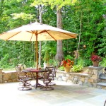 Flagstone  Patio with Stone Walls