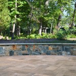 Natural Stone Wall with Techo Bloc Blu 60 Pavers