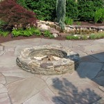 Stone Firepit with Flagstone Patio