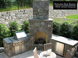 Distinctive Deck Designs Outdoor Fireplace