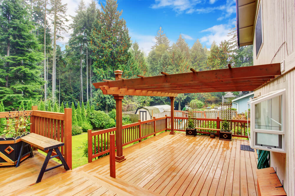 Pergola attached to a multi level deck