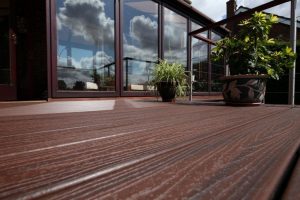 Wooden deck that matches Virginia home