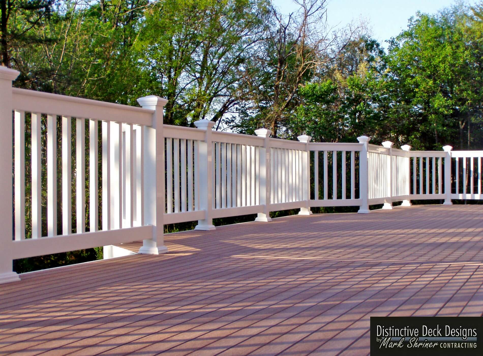 Close-up view of Trex Transcend with white railing