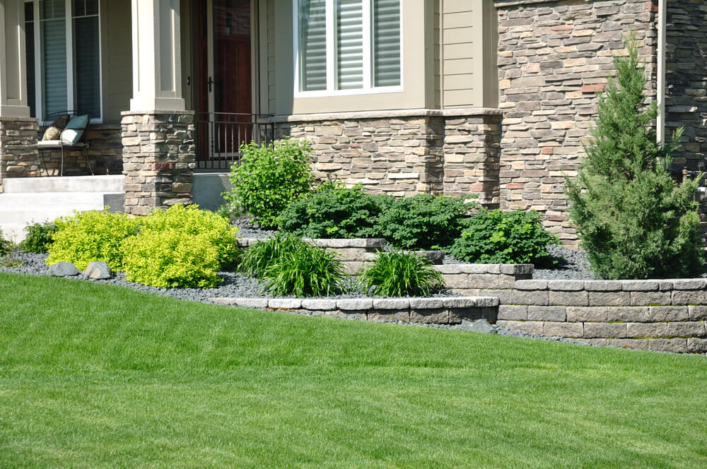 Retaining walls outside modern Loudoun County homes