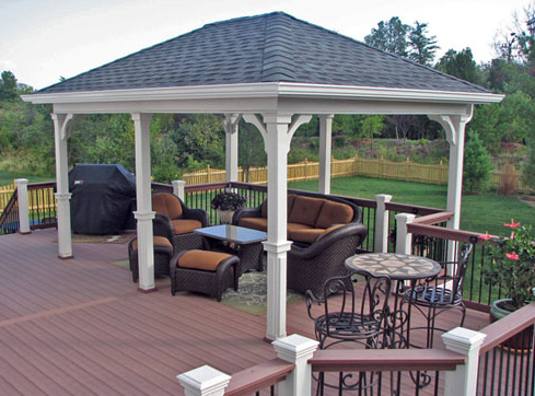 Covered living area deck designs.
