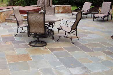 Stone patio with Adirondack chairs in Northern Virginia